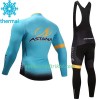 Radbekleidung Radtrikot Langarm + Lang Trägerhose 2017 Astana Pro Team Winter Thermal Fleece N001